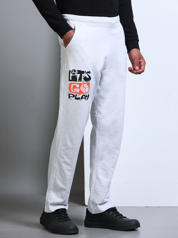 ARDEUR Men's Regular Fit Typography Track Pants - White
