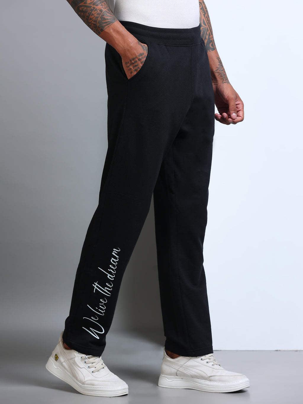 ARDEUR Men's Regular Fit Self Design Track Pants - Black