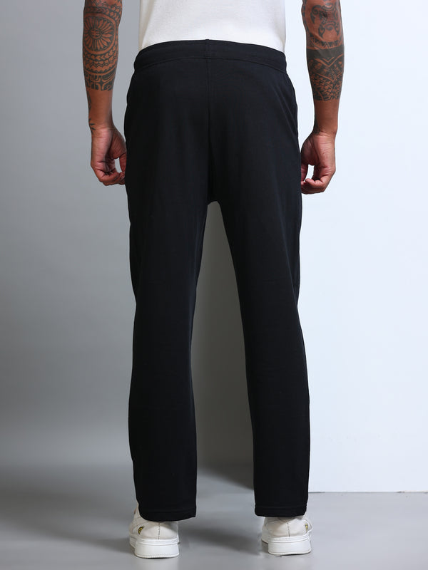 ARDEUR Men's Regular Fit Self Design Track Pants - Black