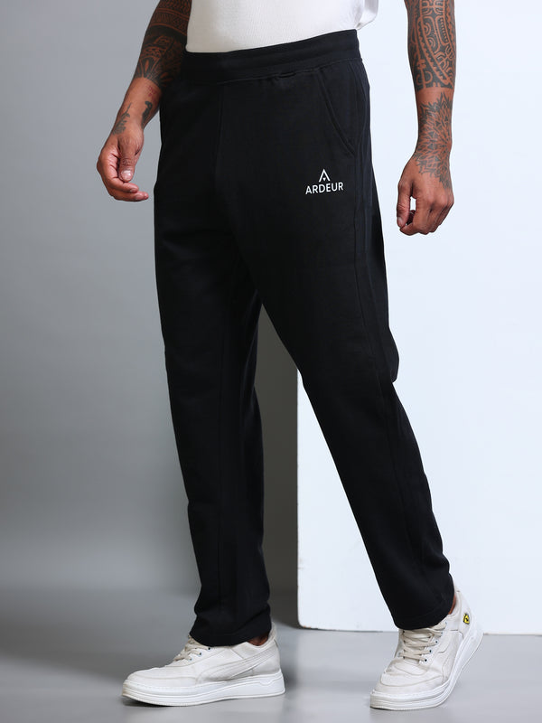 ARDEUR Men's Regular Fit Self Design Track Pants - Black