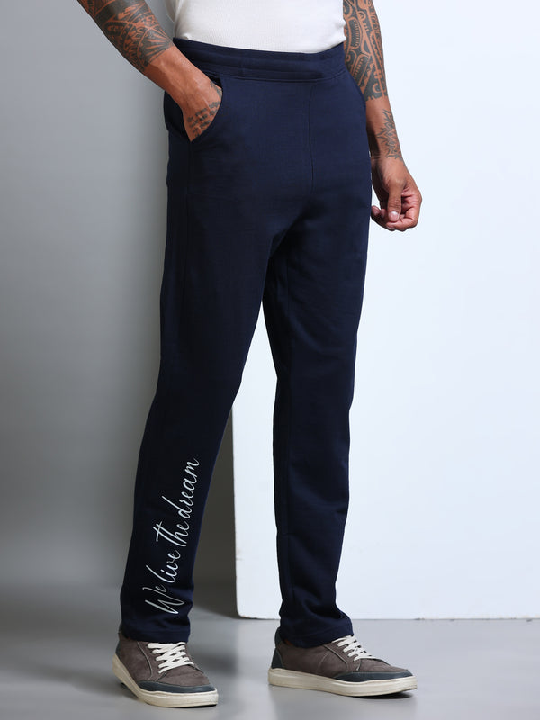 ARDEUR Men's Regular Fit Self Design Track Pants - Navy