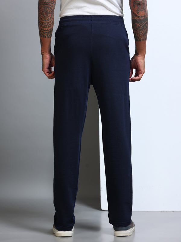 ARDEUR Men's Regular Fit Self Design Track Pants - Navy