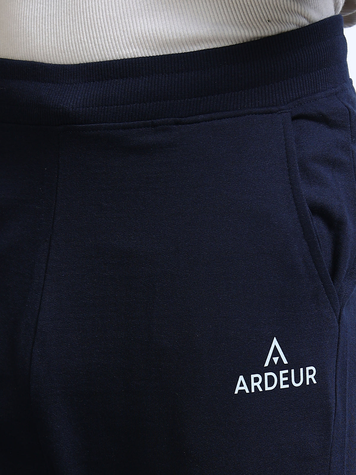 ARDEUR Men's Regular Fit Self Design Track Pants - Navy