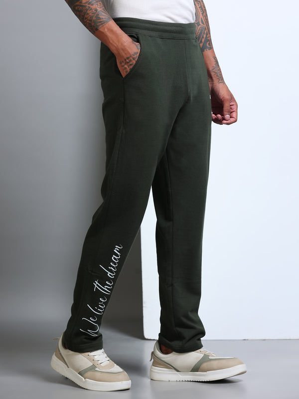 ARDEUR Men's Regular Fit Self Design Track Pants - Olive