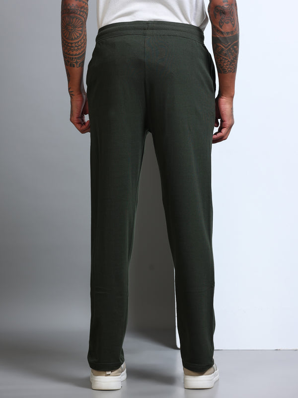 ARDEUR Men's Regular Fit Self Design Track Pants - Olive