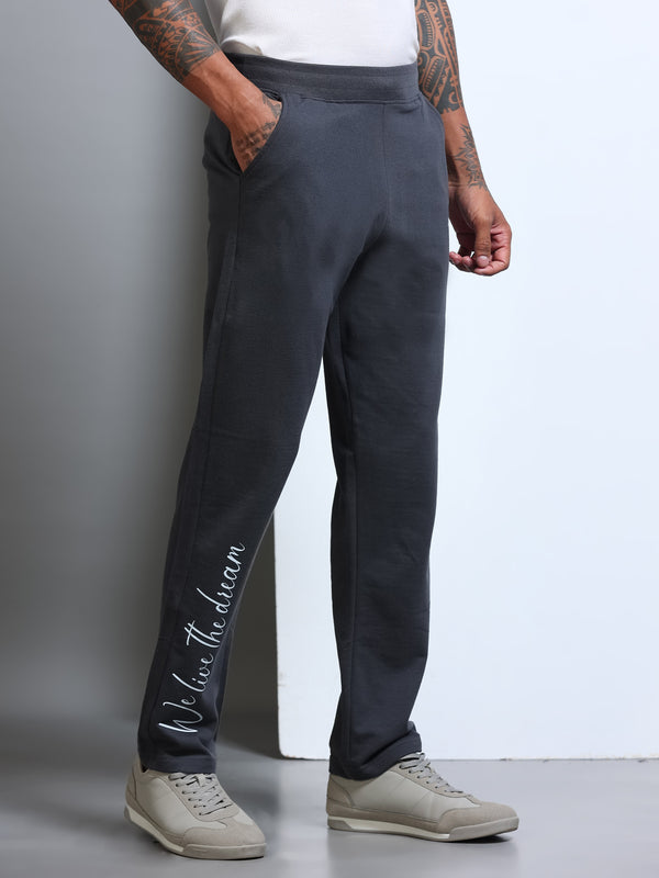 ARDEUR Men's Regular Fit Self Design Track Pants - Steel Grey