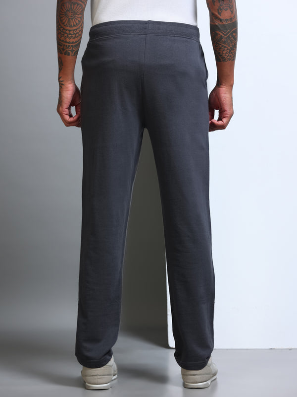ARDEUR Men's Regular Fit Self Design Track Pants - Steel Grey