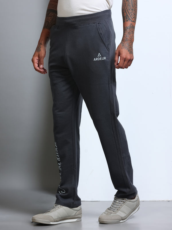 ARDEUR Men's Regular Fit Self Design Track Pants - Steel Grey