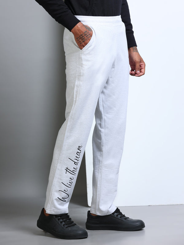 ARDEUR Men's Regular Fit Self Design Track Pants - White