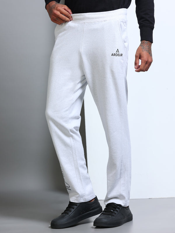 ARDEUR Men's Regular Fit Self Design Track Pants - White