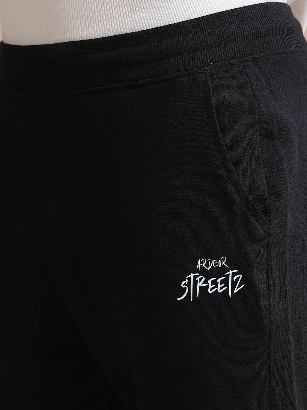 ARDEUR STREETZ Men's Regular Fit Cotton Blend Track Pants - Black