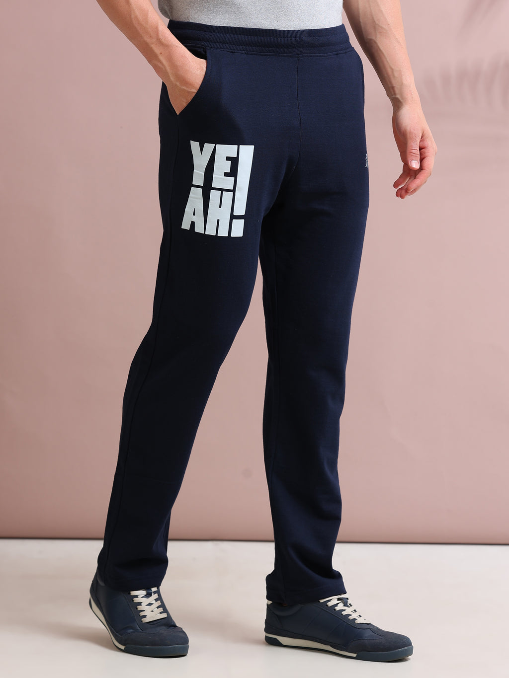 ARDEUR STREETZ Men's Regular Fit Cotton Blend Track Pants - Navy