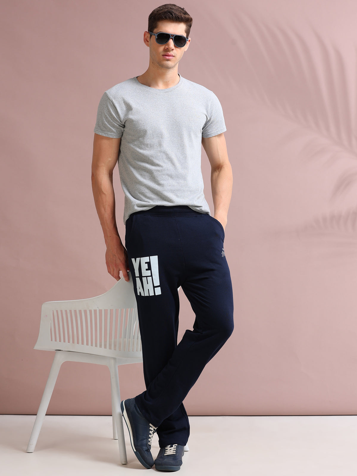 ARDEUR STREETZ Men's Regular Fit Cotton Blend Track Pants - Navy