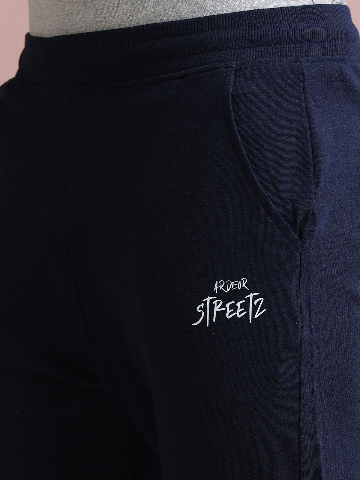 ARDEUR STREETZ Men's Regular Fit Cotton Blend Track Pants - Navy