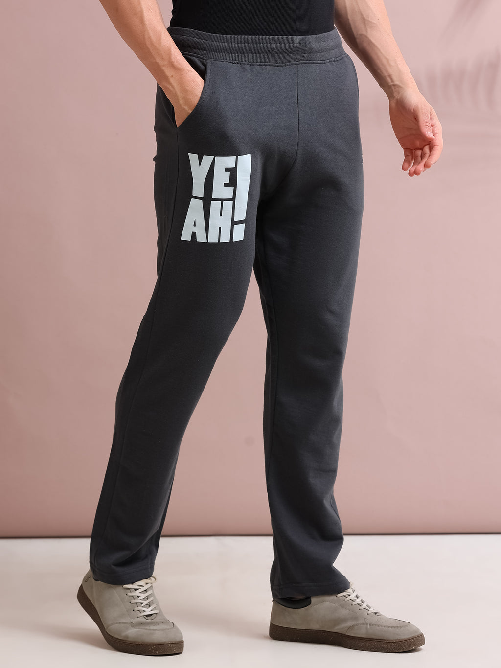 ARDEUR STREETZ Men's Regular Fit Cotton Blend Track Pants - Steel Grey