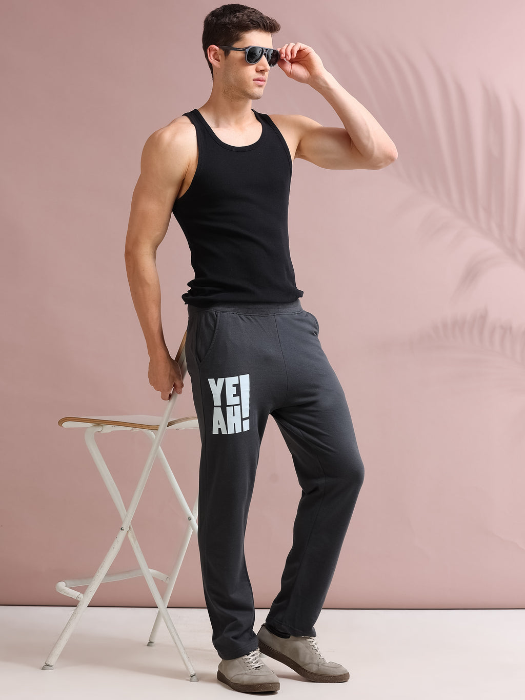 ARDEUR STREETZ Men's Regular Fit Cotton Blend Track Pants - Steel Grey