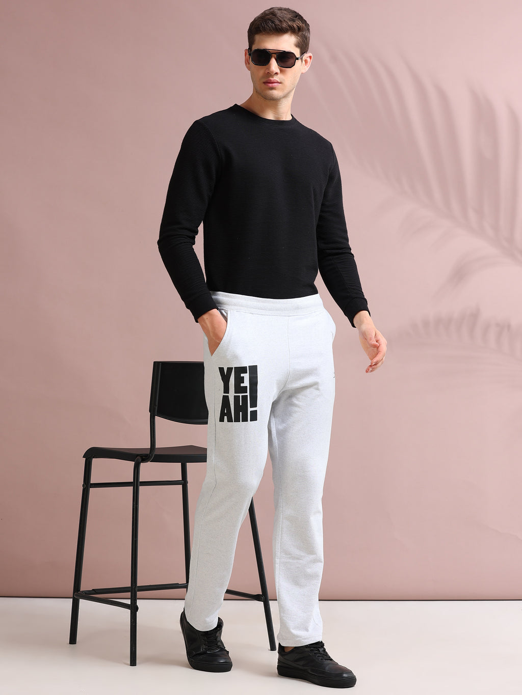 ARDEUR STREETZ Men's Regular Fit Cotton Blend Track Pants - White