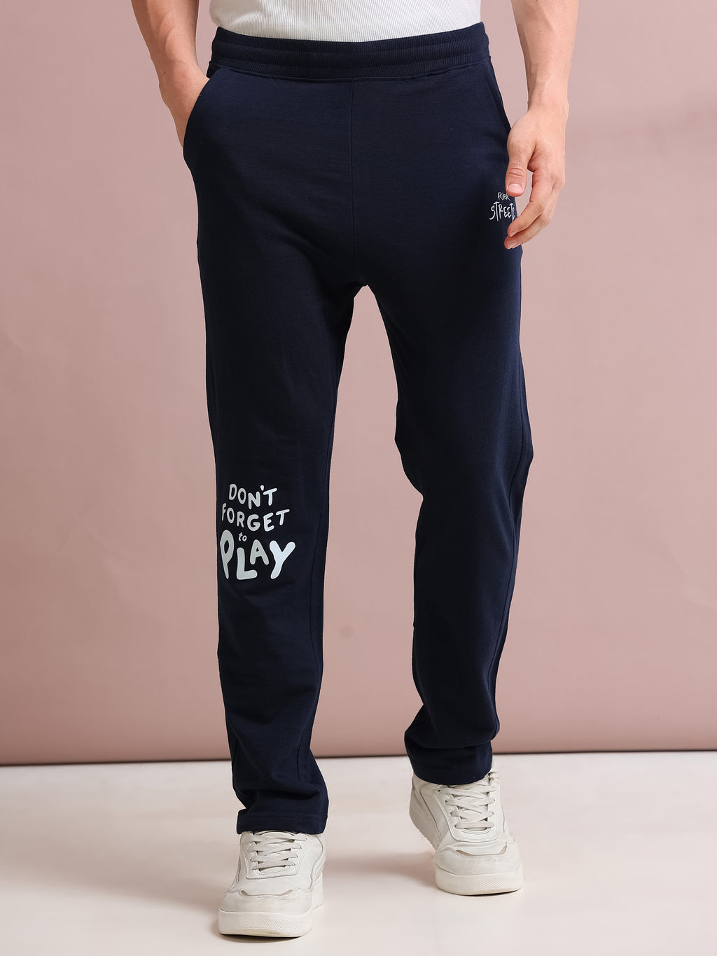 ARDEUR STREETZ Men's Regular Fit Blend Track Pants - Navy