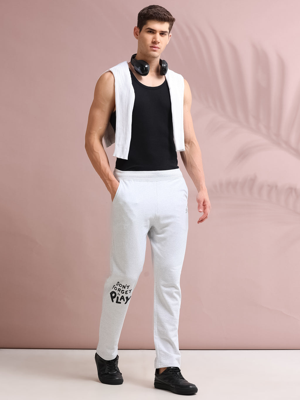 ARDEUR STREETZ Men's Regular Fit Blend Track Pants - White