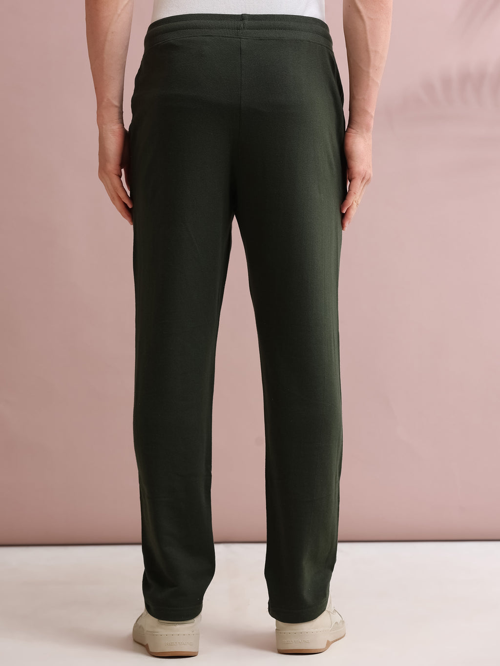 ARDEUR STREETZ Men's Regular Fit Cotton Blend Typography Track Pants - Olive