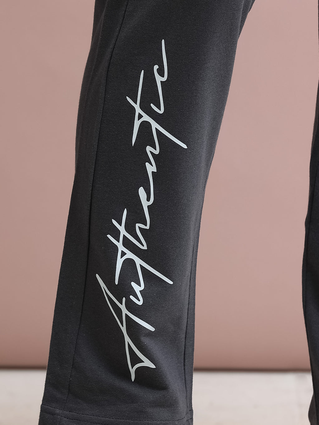 ARDEUR STREETZ Men's Regular Fit Cotton Blend Typography Track Pants - Steel Grey