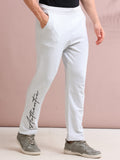 ARDEUR STREETZ Men's Regular Fit Cotton Blend Typography Track Pants - White