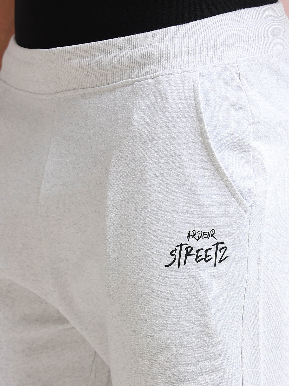 ARDEUR STREETZ Men's Regular Fit Cotton Blend Typography Track Pants - White