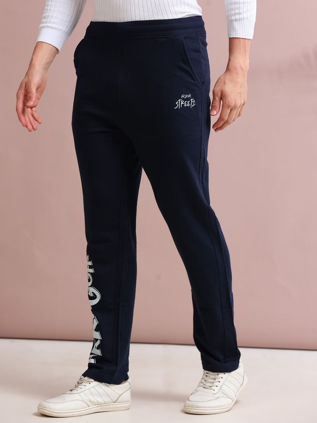 ARDEUR STREETZ Men's Regular Fit Typography Track Pants - Navy