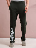 ARDEUR STREETZ Men's Regular Fit Typography Track Pants - Olive