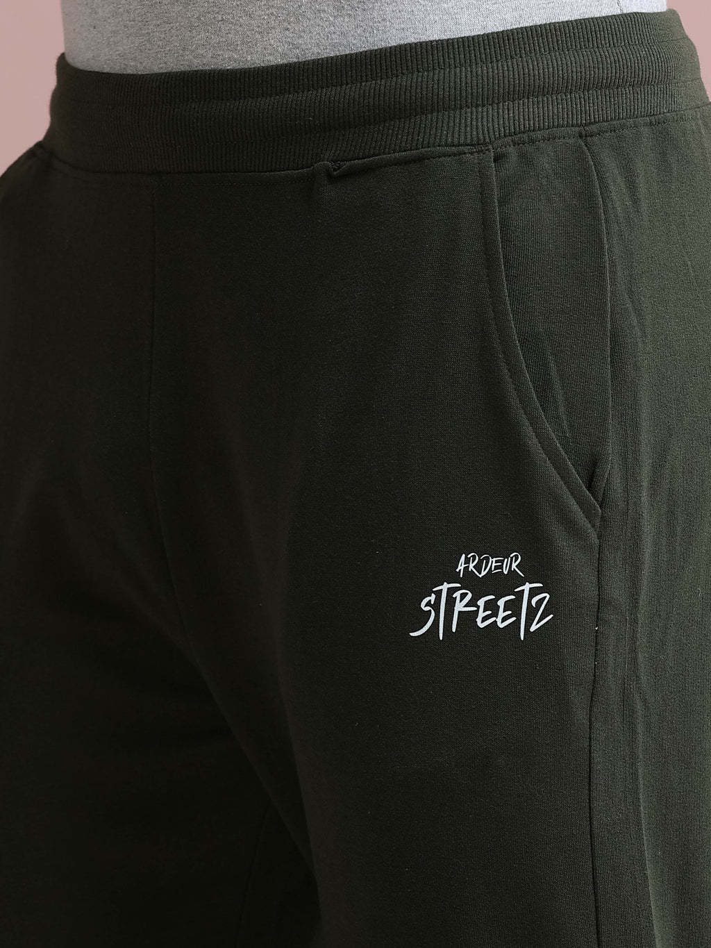 ARDEUR STREETZ Men's Regular Fit Typography Track Pants - Olive