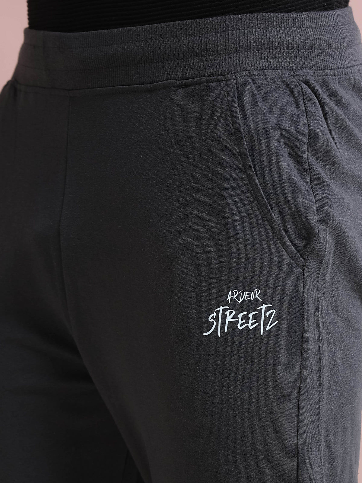 ARDEUR STREETZ Men's Regular Fit Typography Track Pants - Steel Grey
