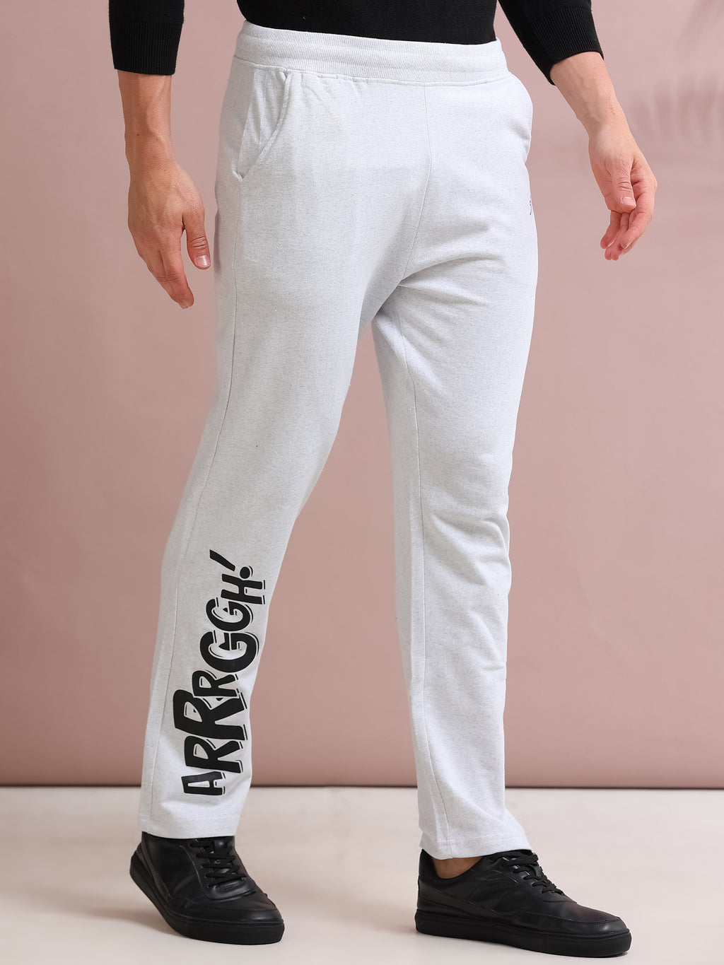 ARDEUR STREETZ Men's Regular Fit Typography Track Pants - White