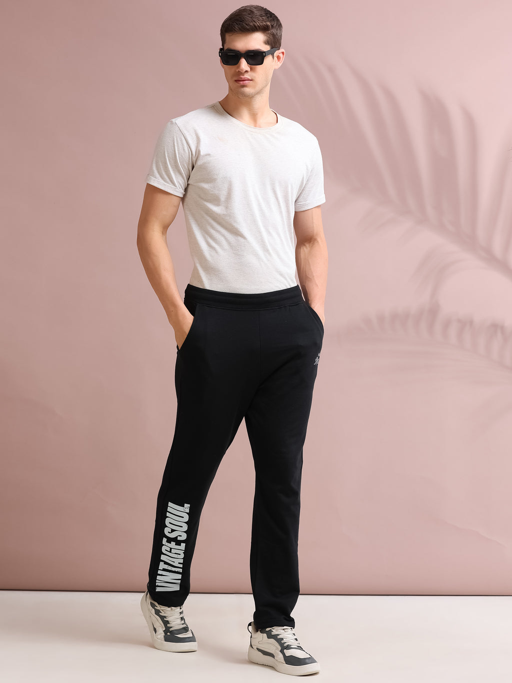 ARDEUR STREETZ Men's Regular Fit Printed Track Pants - Black