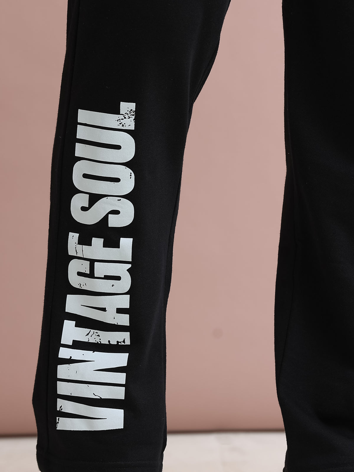 ARDEUR STREETZ Men's Regular Fit Printed Track Pants - Black