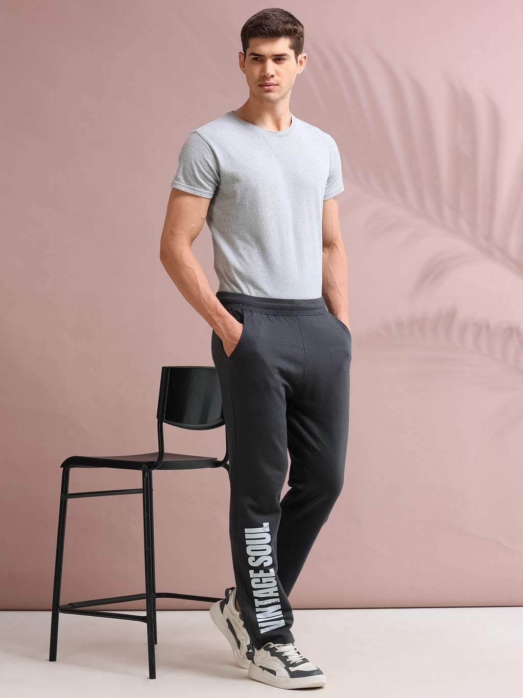 ARDEUR STREETZ Men's Regular Fit Printed Track Pants - Steel Grey