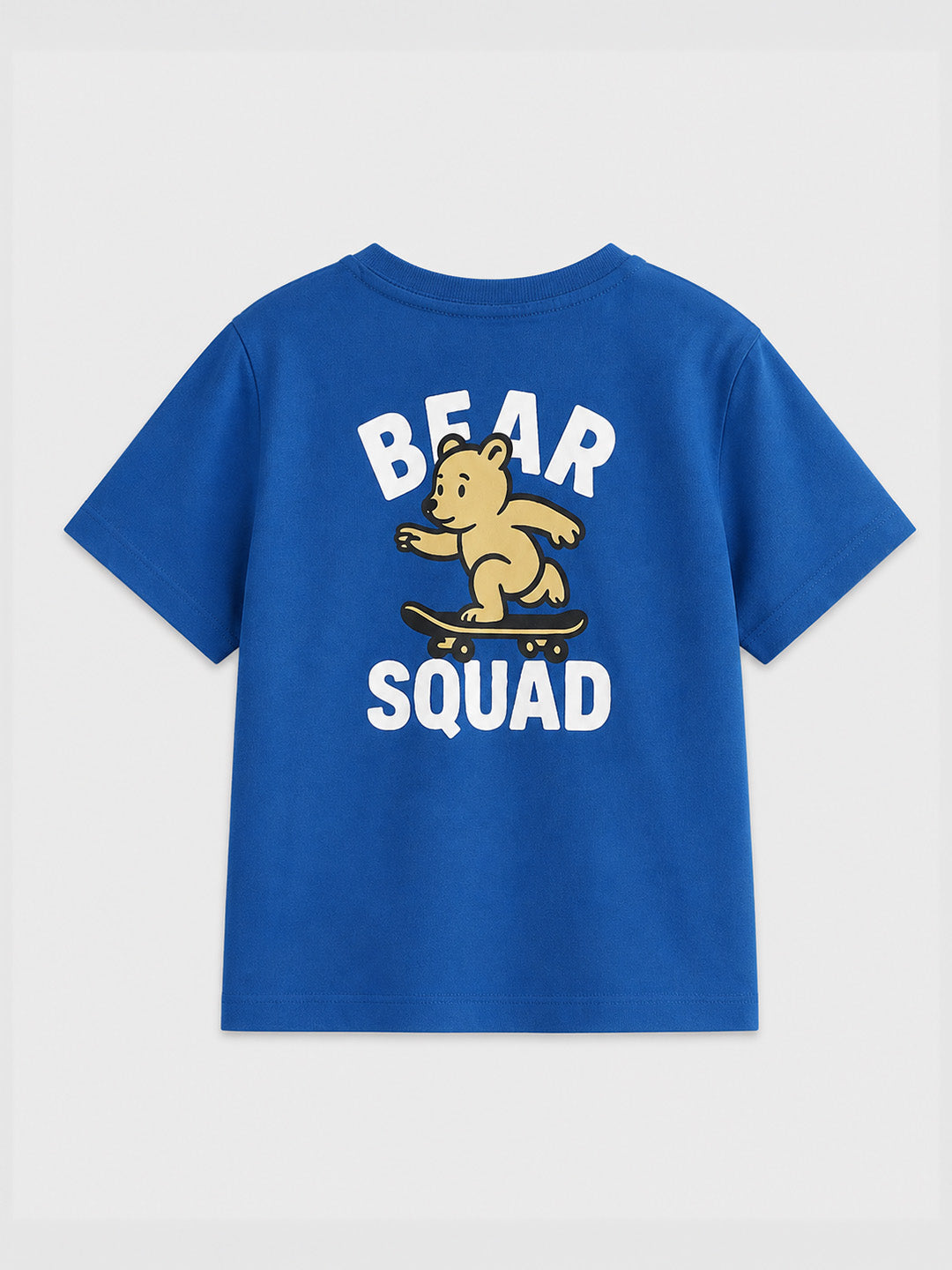 CODEZ Boys Blue Pure Cotton Skate Bear Printed Relaxed Fit T-Shirt