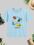 CODEZ Boys Cool Blue Pure Cotton Camping Print Relaxed Fit T-Shirt