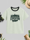 CODEZ Boys Fog Green Pure Cotton Crossing The River Expedition Graphic Relaxed Fit T-Shirt