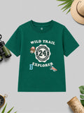 CODEZ Boys Alpine Green Pure Cotton Wild Trail Explorer Relaxed Fit T-Shirt