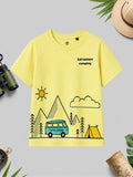 CODEZ Boys Lemon Drop Pure Cotton Adventure Camping Graphic Relaxed Fit T-Shirt
