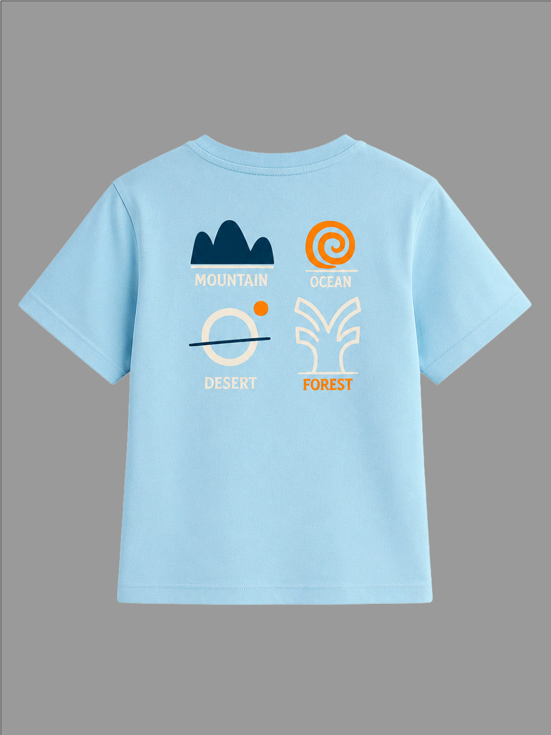 CODEZ Boys Cool Blue Pure Cotton Nature Elements Graphic Relaxed Fit T-Shirt