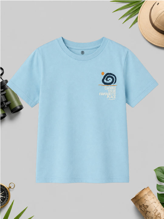 CODEZ Boys Cool Blue Pure Cotton Nature Elements Graphic Relaxed Fit T-Shirt