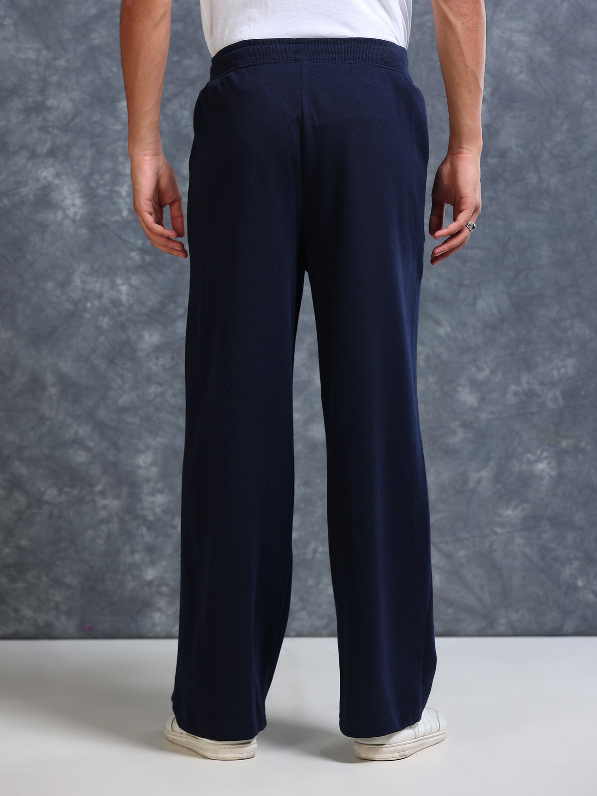 ARDEUR Men Navy Cotton Blend Tiger Printed Baggy Fit Track Pants
