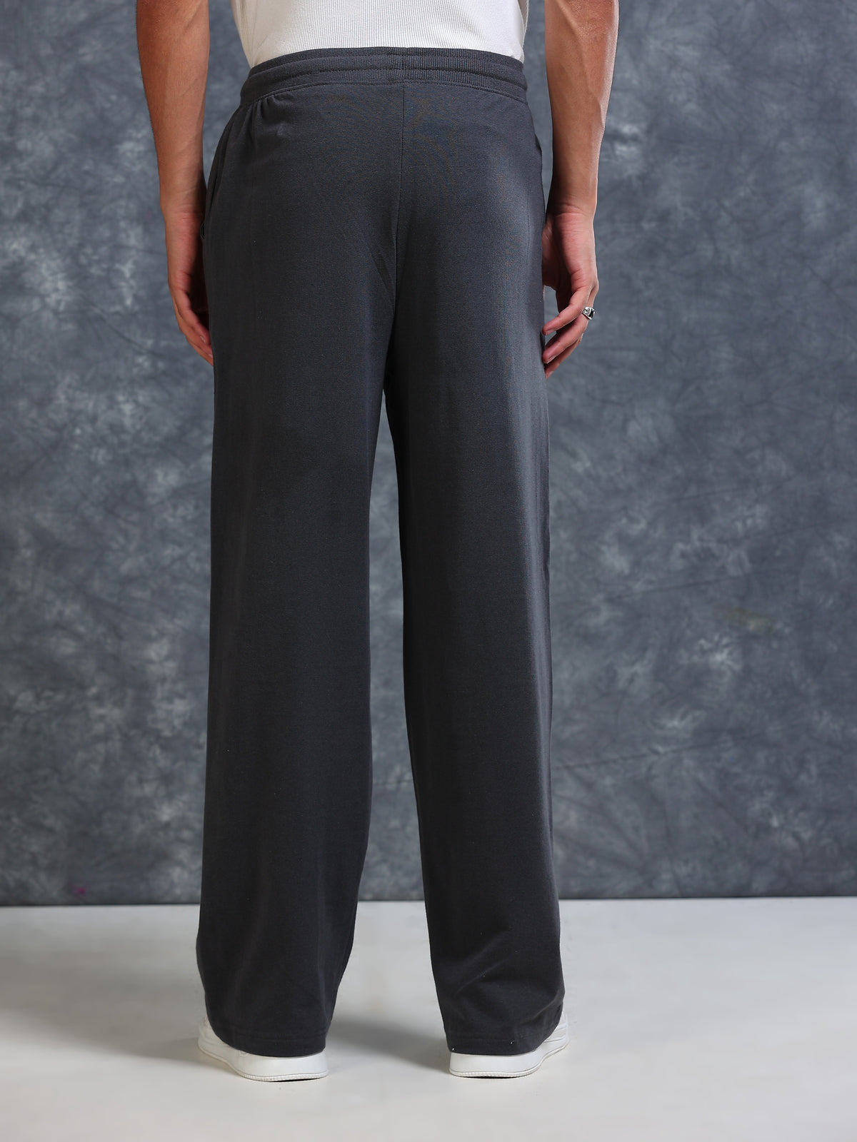ARDEUR Men Steel Grey Cotton Blend Tiger Printed Baggy Fit Track Pants