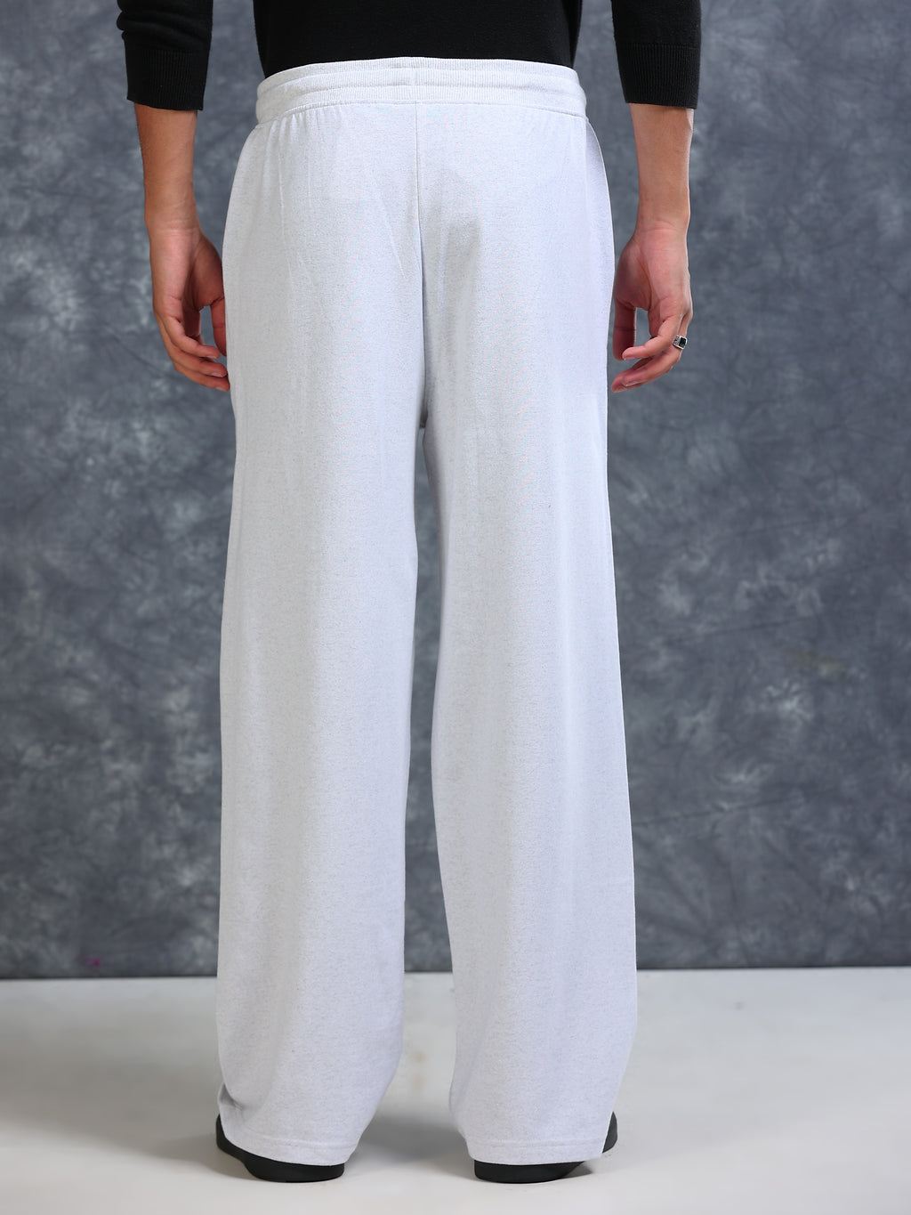 ARDEUR Men White Melange Cotton Blend Tiger Printed Baggy Fit Track Pants