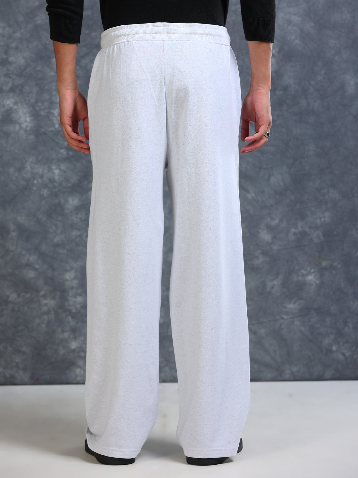 ARDEUR Men White Melange Cotton Blend Tiger Printed Baggy Fit Track Pants
