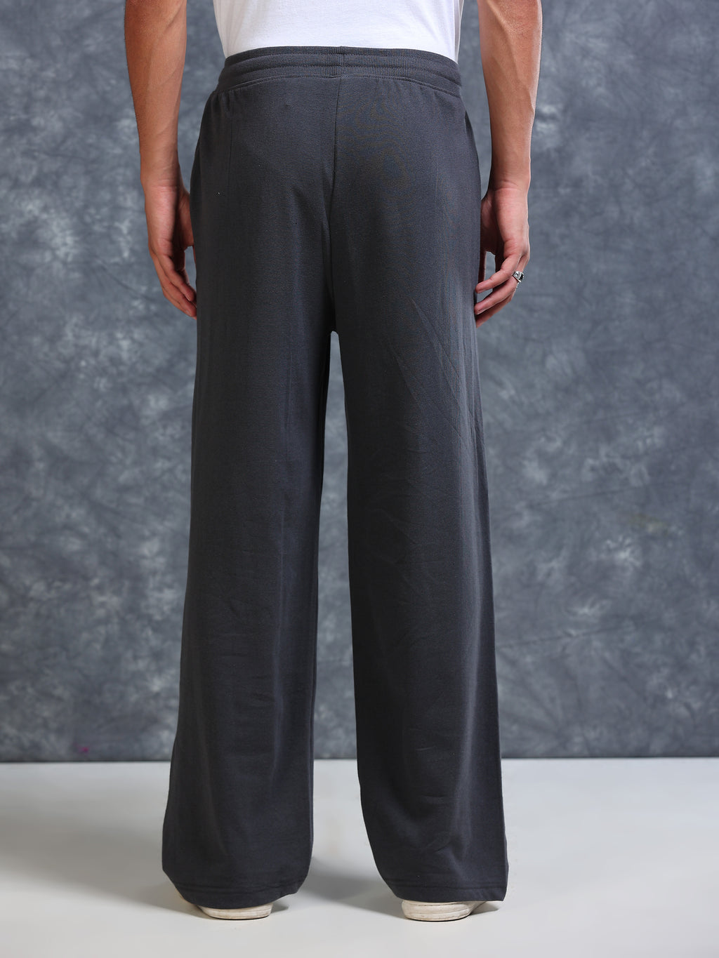 ARDEUR Men Steel Grey Cotton Blend Nature Printed Baggy Fit Track Pants