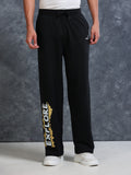 ARDEUR Men Black Cotton Blend Explore Printed Baggy Fit Track Pants