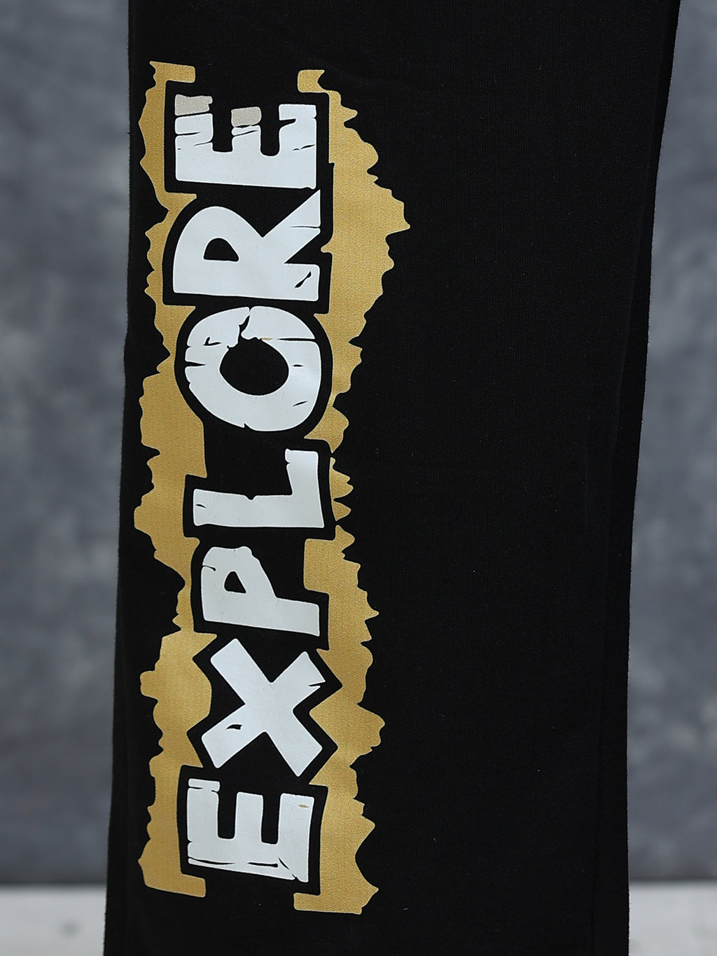 ARDEUR Men Black Cotton Blend Explore Printed Baggy Fit Track Pants