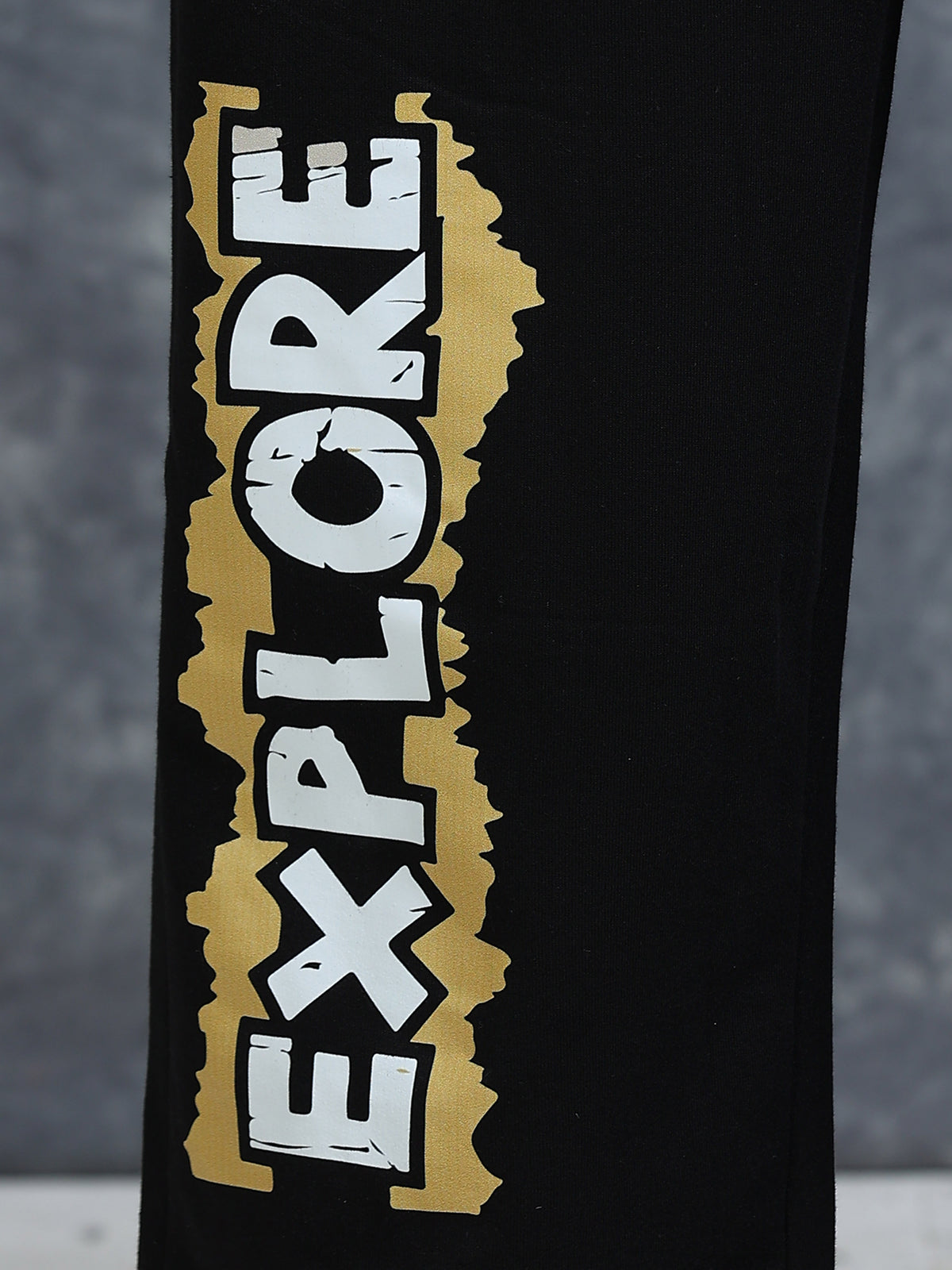 ARDEUR Men Black Cotton Blend Explore Printed Baggy Fit Track Pants